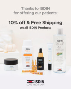 Get 10% off and free shipping on ISDIN skin care products, courtesy of Beatitude Aesthetic Medicine in San Diego.